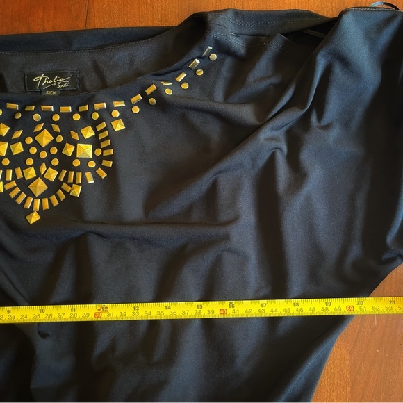 THALIA SODI Size S Black Cold Shoulder Embellished Mini Dress - Picture 11 of 12